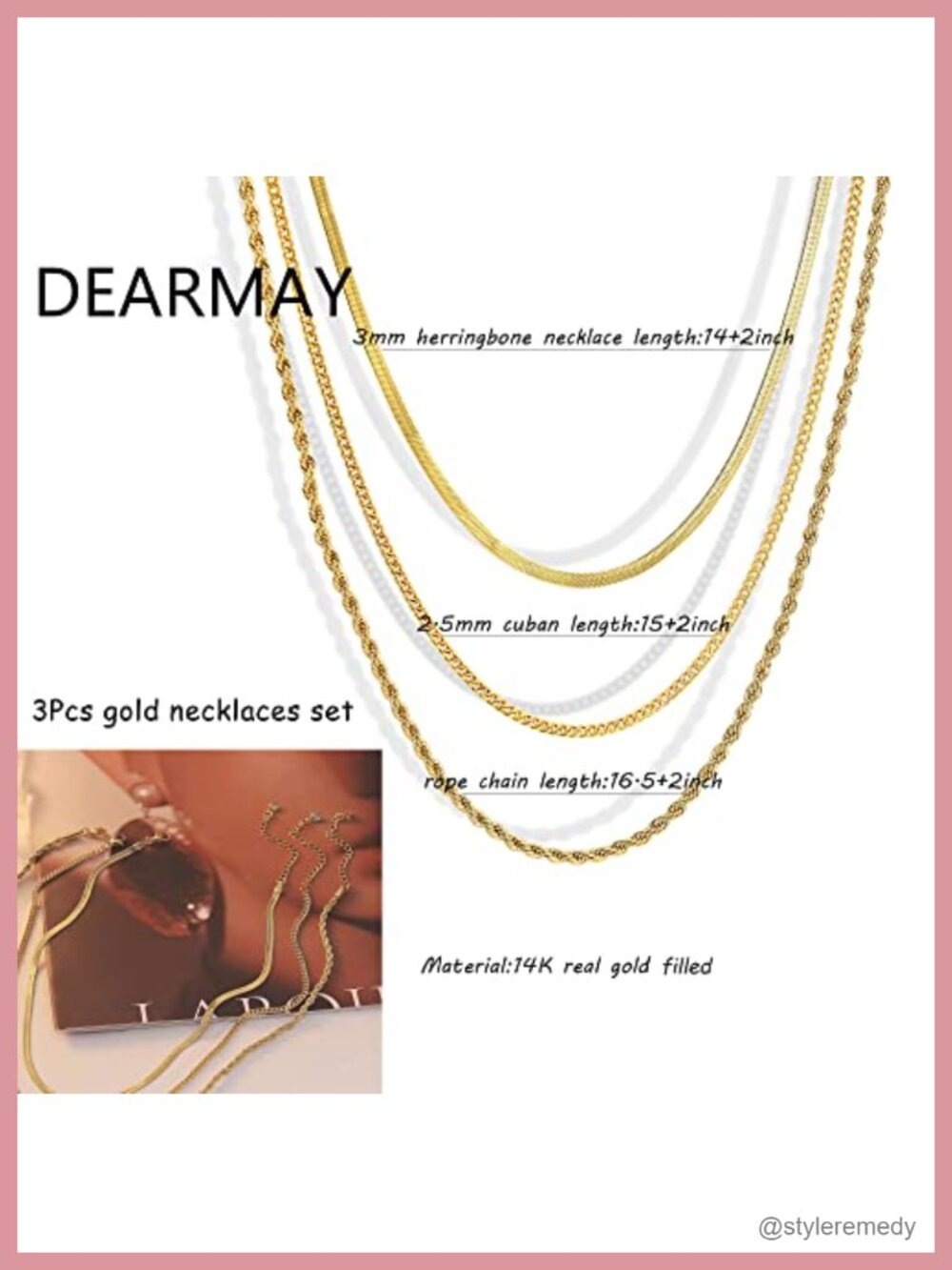 14K Gold Plated Herringbone Snake Choker Necklace Set Non Tarnish - Picture 4 of 6